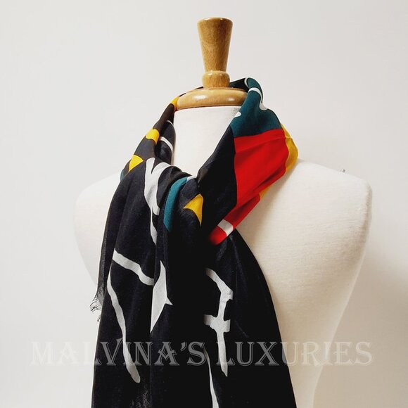 GUCCI SCARF COCO CAPITAN TOMORROW GG LOGO BLACK MODAL SILK SHAWL SQUARE 55" - Picture 9 of 15